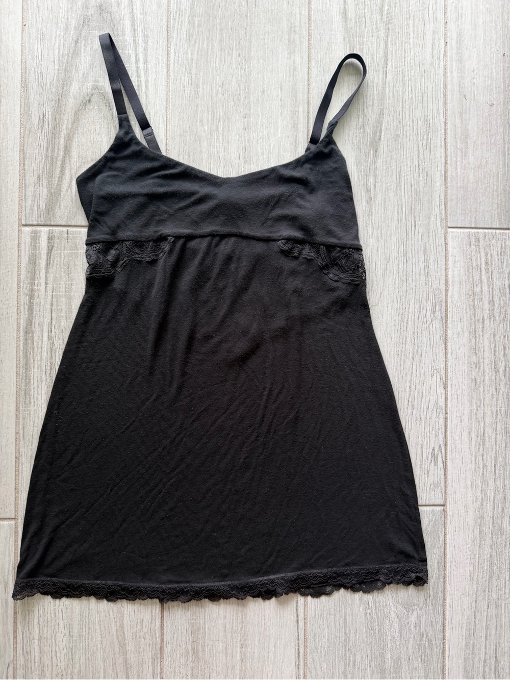 Victoria's Secret Black Lace chemise with Sheer Trim